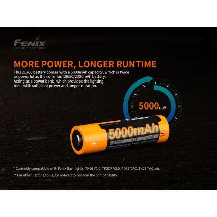 Fenix FE21700V20 - 1 ks Nabíjateľná batéria 21700/3,6 V 5000 mAh