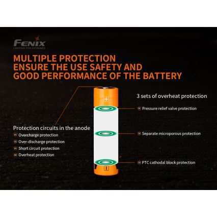 Fenix FE21700V20 - 1 ks Nabíjateľná batéria 21700/3,6 V 5000 mAh