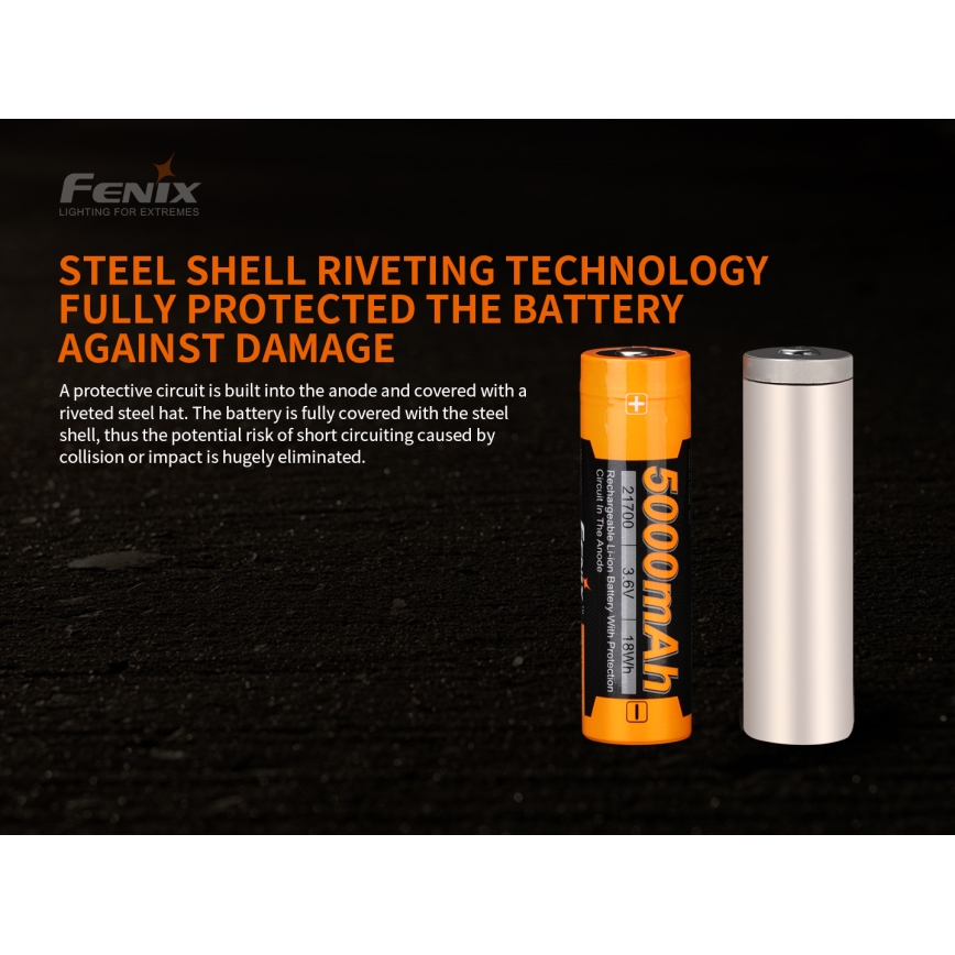 Fenix FE21700V20 - 1 ks Nabíjateľná batéria 21700/3,6 V 5000 mAh