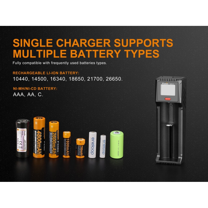 Fenix FENARED1 - Nabíjačka batérie 1xLi-ion/AAA/AA/C 5V