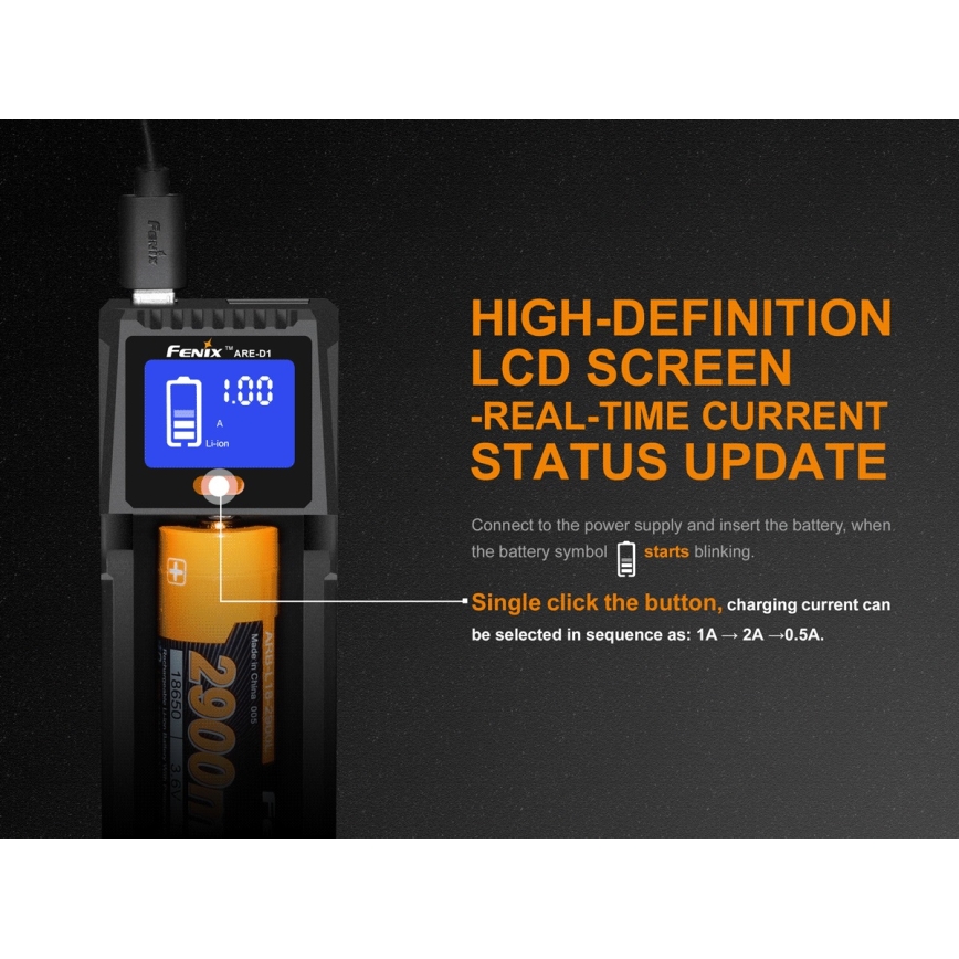 Fenix FENARED1 - Nabíjačka batérie 1xLi-ion/AAA/AA/C 5V