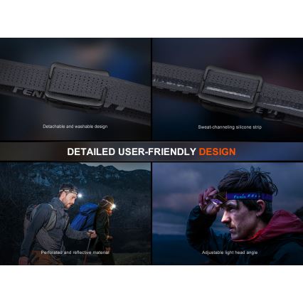 Fenix HL12RV20BLC - stmievaľná dobíjateľná čelovka LED/USB 950 mAh IP66 500 lm 112 h čierna