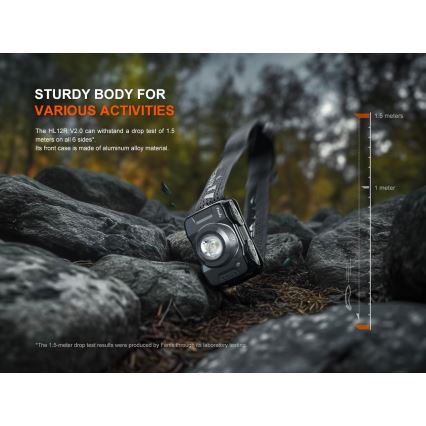 Fenix HL12RV20BLC - stmievaľná dobíjateľná čelovka LED/USB 950 mAh IP66 500 lm 112 h čierna