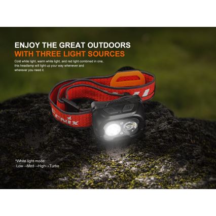 Fenix HL18RTV20BLC - LED Stmievateľná nabíjacia čelovka LED/USB IP66 800 lm 160 h čierna/oranžová