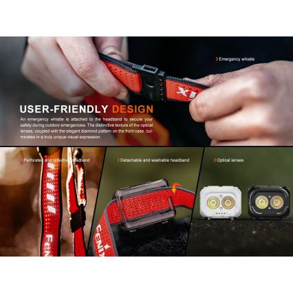 Fenix HL18RTV20WHT - LED Stmievateľná nabíjacia čelovka LED/USB IP66 800 lm 160 h biela/čierna