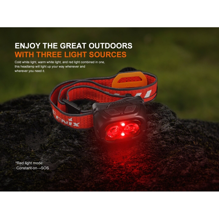 Fenix HL18RTV20WHT - LED Stmievateľná nabíjacia čelovka LED/USB IP66 800 lm 160 h biela/čierna