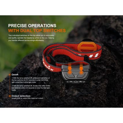 Fenix HL18RTV20WHT - LED Stmievateľná nabíjacia čelovka LED/USB IP66 800 lm 160 h biela/čierna