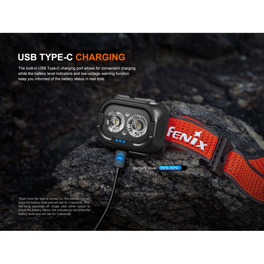 Fenix HL18RTV20WHT - LED Stmievateľná nabíjacia čelovka LED/USB IP66 800 lm 160 h biela/čierna