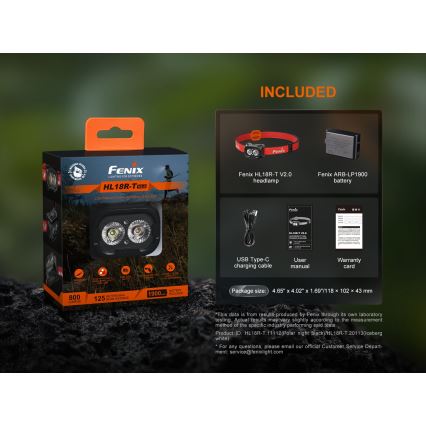 Fenix HL18RTV20WHT - LED Stmievateľná nabíjacia čelovka LED/USB IP66 800 lm 160 h biela/čierna