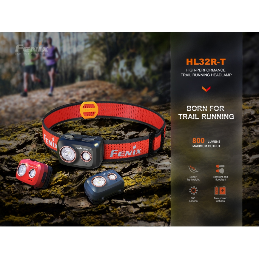 Fenix HL32RTBLCK - LED Nabíjacia čelovka LED/USB/3xAAA IP66 800 lm 300 h 1900 mAh čierna/oranžová