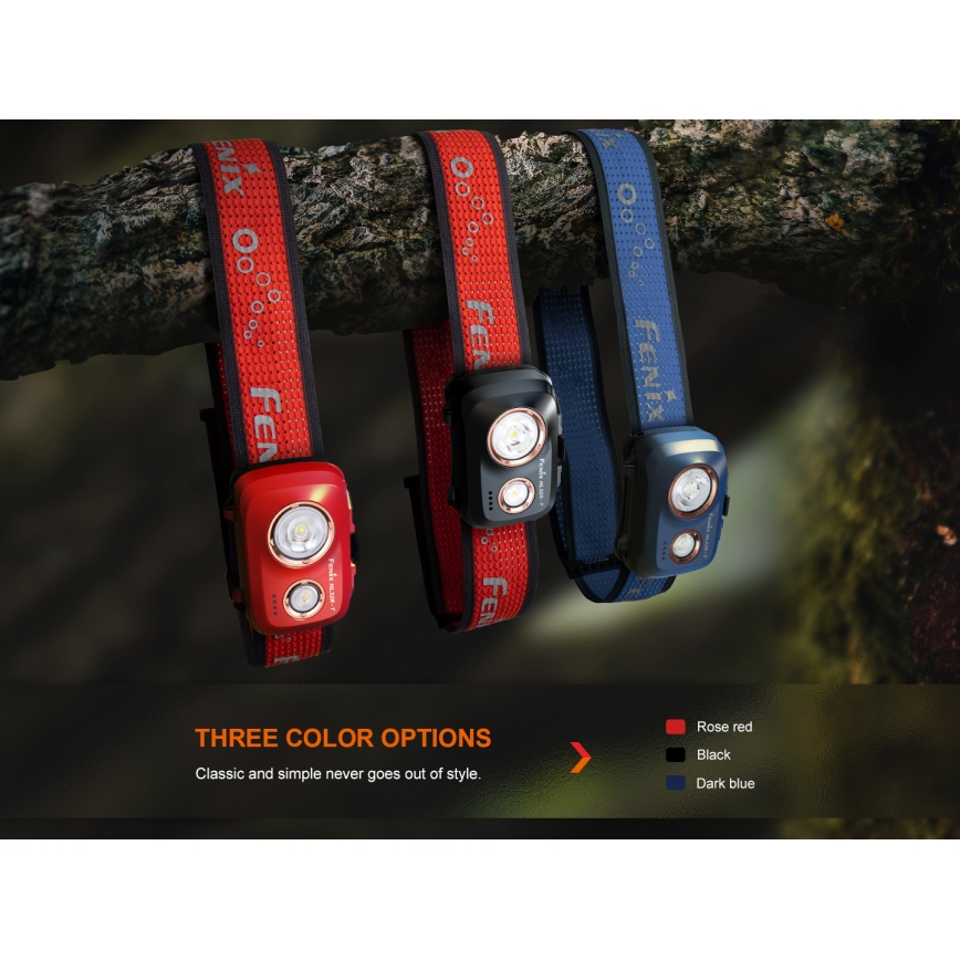 Fenix HL32RTBLCK - LED Nabíjacia čelovka LED/USB/3xAAA IP66 800 lm 300 h 1900 mAh čierna/oranžová
