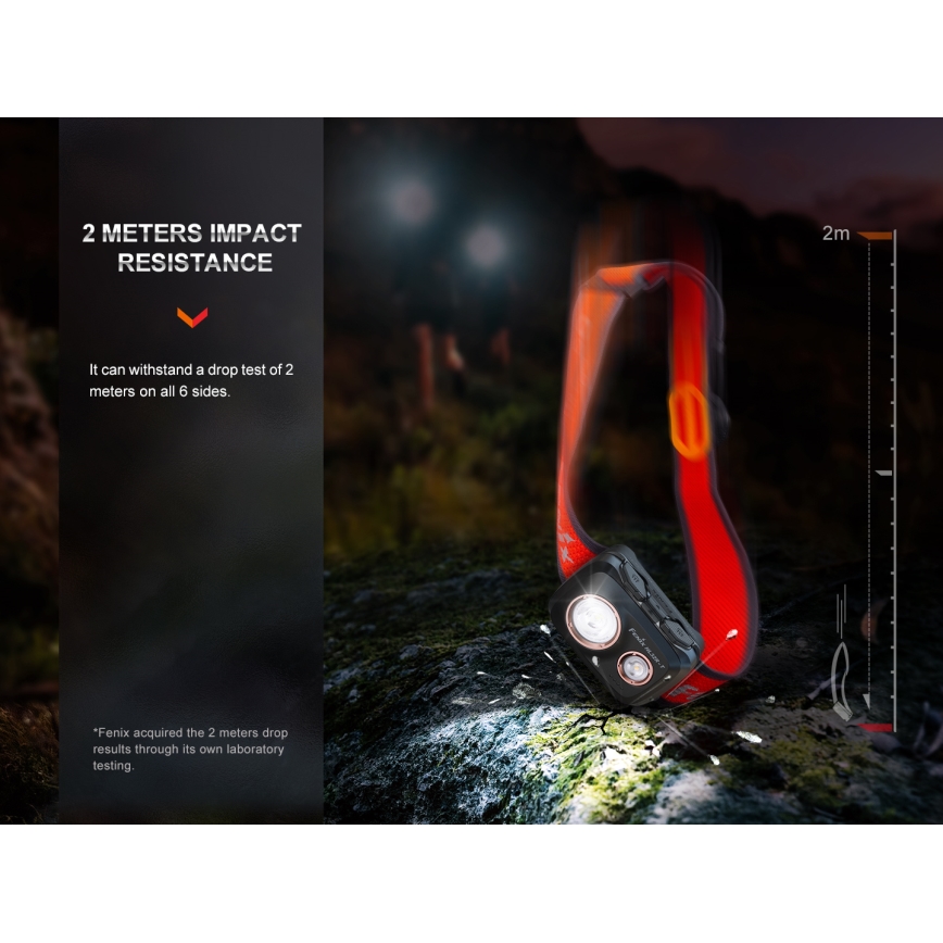 Fenix HL32RTBLCK - LED Nabíjacia čelovka LED/USB/3xAAA IP66 800 lm 300 h 1900 mAh čierna/oranžová