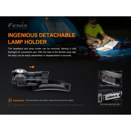 Fenix HM51RV20 - LED Nabíjacia čelovka 3xLED/1xCR123A/USB IP68 700 lm 120 h 700 m