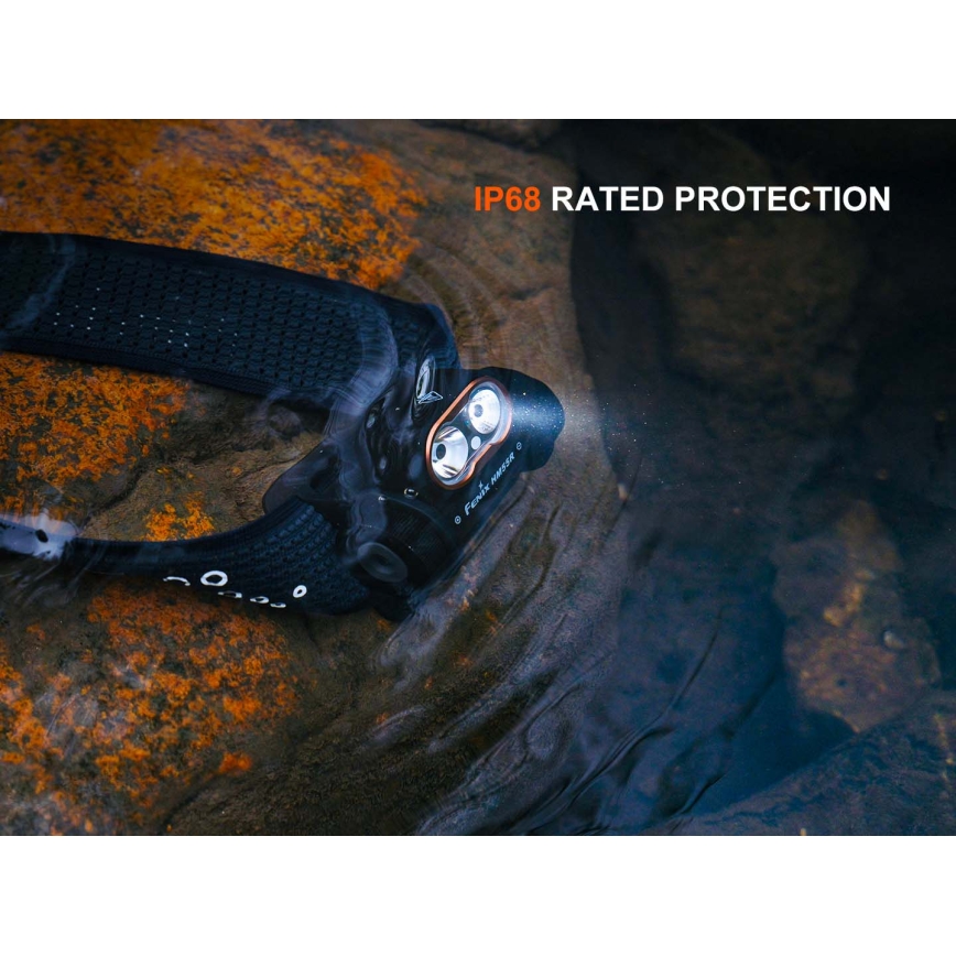 Fenix HM55RABL - LED stmievateľná nabíjateľná čelovka LED/USB/1xCR123A 1600 mAh IP68 1200 lm 141,2 h čierna