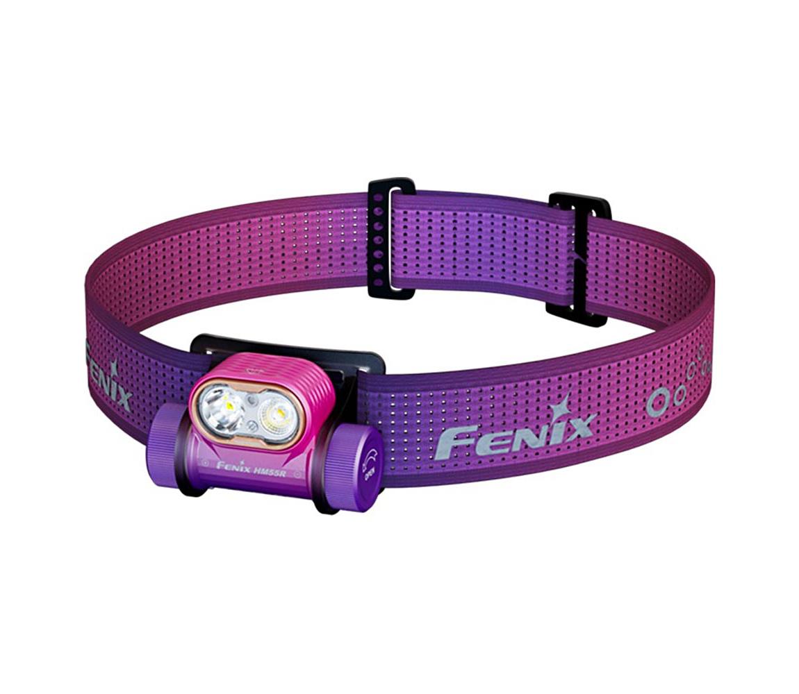 Fenix HM55RNBL-LED stmievateľná nabíjateľná čelovka LED/USB 1600mAh IP68 1200lm 141,2h fialová HM55RNBL