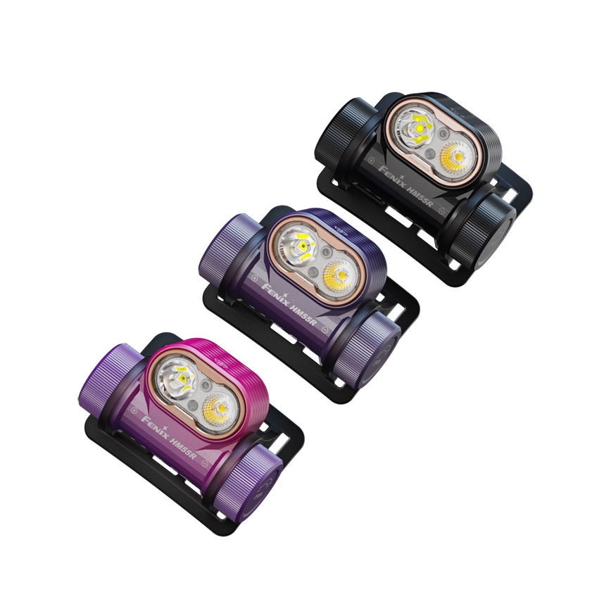 Fenix HM55RNBL - Stmievateľná dobíjateľná čelovka LED/USB/1xCR123A 1600 mAh IP68 1200 lm 141,2 h fialová