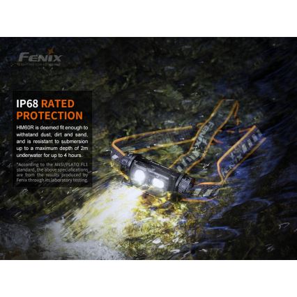 Fenix HM60R - LED Stmievateľná nabíjacia čelovka 4xLED/2xCR123A IP68 1300 lm 300 h