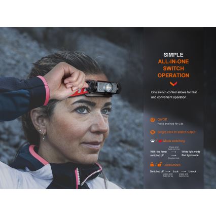 Fenix HM62TMGM - LED Stmievateľná nabíjacia čelovka LED/USB IP68 1200 lm 280 h 3400 mAh