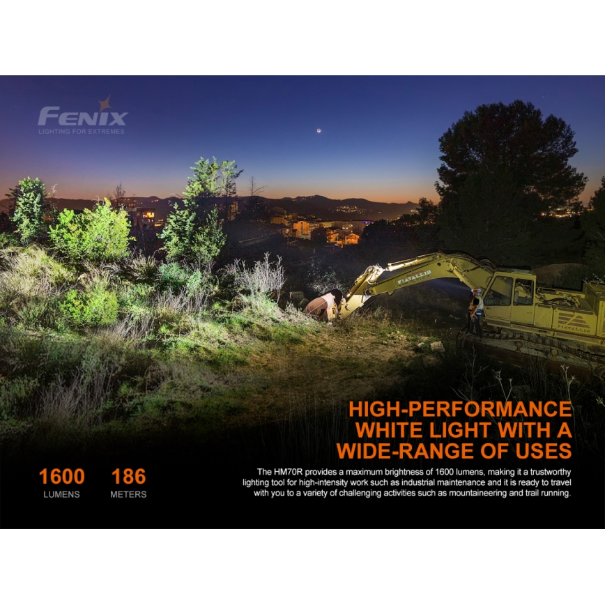 Fenix HM70R - LED Nabíjacia čelovka 4xLED/1x21700 IP68 1600 lm 800 h 5000 mAh
