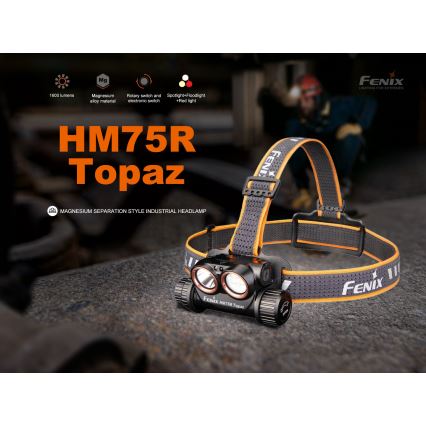 Fenix HM75RTOPAZ - LED Stmievateľná nabíjacia čelovka LED/USB IP68 1600 lm 210 h 4000 mAh