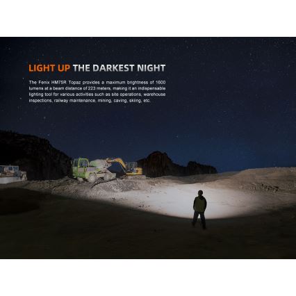 Fenix HM75RTOPAZ - LED Stmievateľná nabíjacia čelovka LED/USB IP68 1600 lm 210 h 4000 mAh
