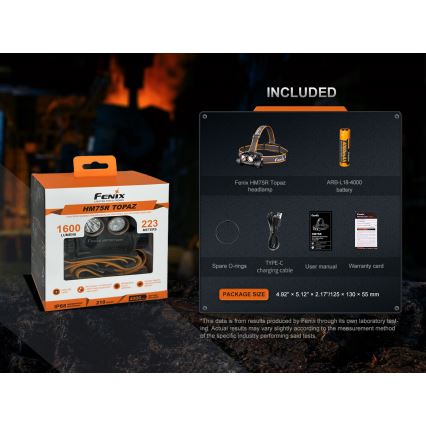 Fenix HM75RTOPAZ - LED Stmievateľná nabíjacia čelovka LED/USB IP68 1600 lm 210 h 4000 mAh