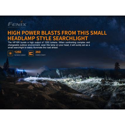 Fenix HP16R1250 - LED Nabíjacia čelovka 3xLED/USB 4xAA IP66 1250 lm 600 h 3000 mAh