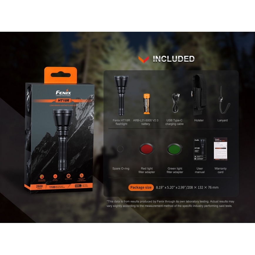 Fenix HT18R - LED Stmievateľná nabíjacia baterka LED/1x21700 IP68 2800 lm 42 h 5000 mAh