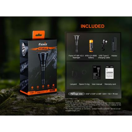 Fenix HT18RV20 - stmievateľná nabíjateľná LED baterka LED/USB 6000 mAh IP68 3700 lm 87 h čierna