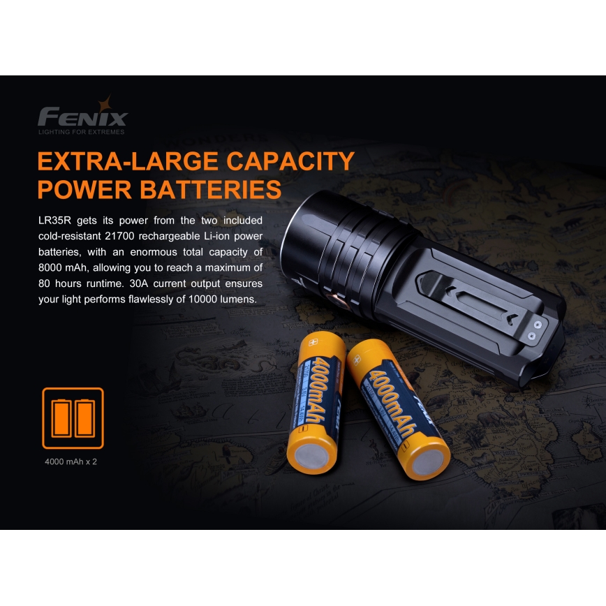 Fenix LR35R - LED Nabíjacia baterka 6xLED/2x21700 4000 mAh IP68 10000 lm 80 h