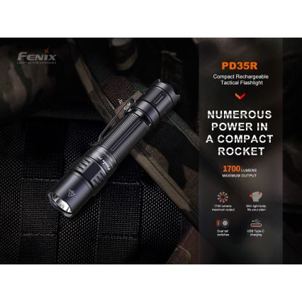 Fenix PD35R - LED nabíjacia baterka LED/USB/2xCR123A IP68 1700 lm 100 h 3400 mAh