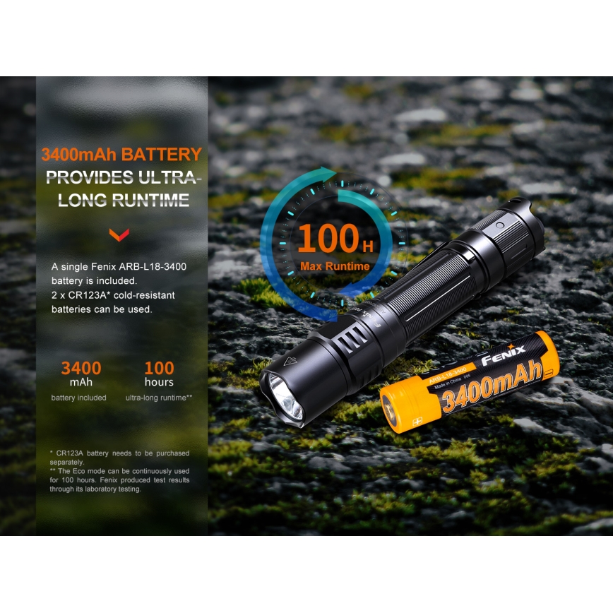 Fenix PD35R - LED nabíjacia baterka LED/USB/2xCR123A IP68 1700 lm 100 h 3400 mAh