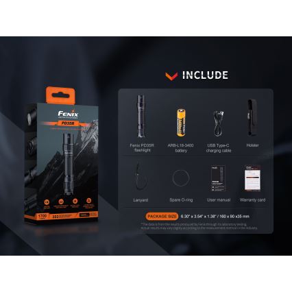 Fenix PD35R - LED nabíjacia baterka LED/USB/2xCR123A IP68 1700 lm 100 h 3400 mAh