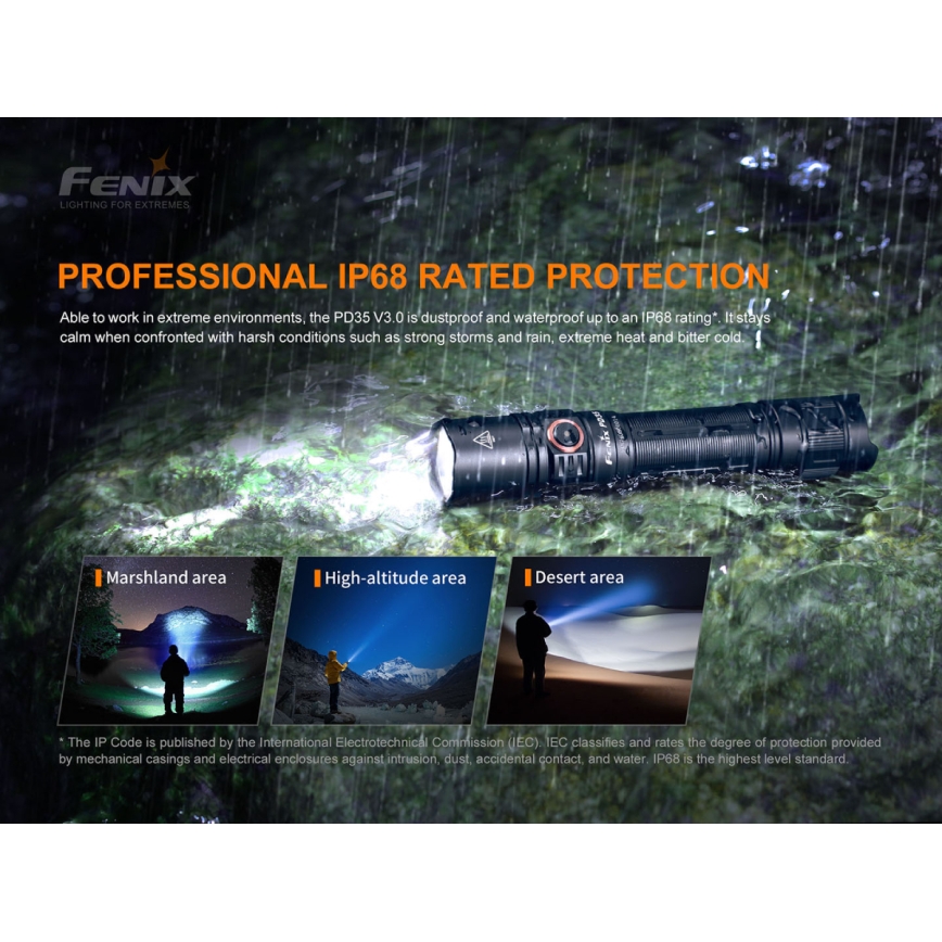 Fenix PD35V30 - LED nabíjacia baterka LED/USB/2xCR123A IP68 1700 lm 230 h 2600 mAh