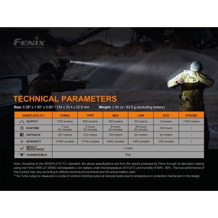 Fenix PD35V30 - LED nabíjacia baterka LED/USB/2xCR123A IP68 1700 lm 230 h 2600 mAh