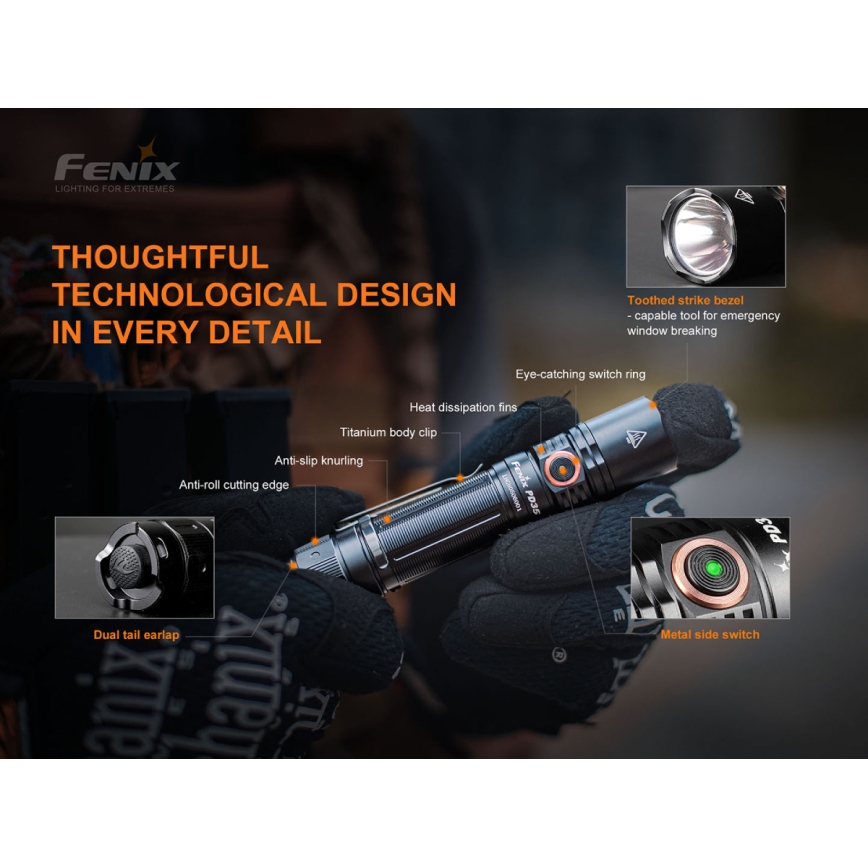 Fenix PD35V30 - LED nabíjacia baterka LED/USB/2xCR123A IP68 1700 lm 230 h 2600 mAh