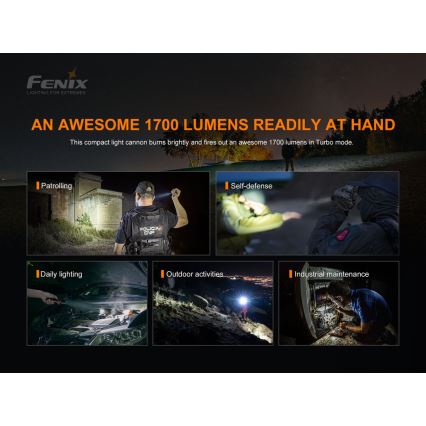 Fenix PD35V30 - LED nabíjacia baterka LED/USB/2xCR123A IP68 1700 lm 230 h 2600 mAh