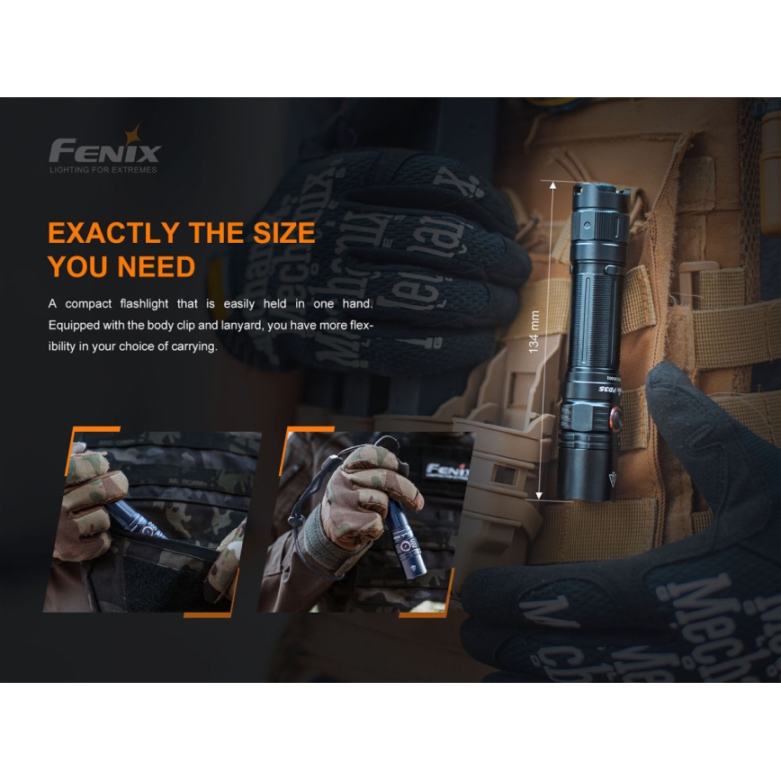 Fenix PD35V30 - LED nabíjacia baterka LED/USB/2xCR123A IP68 1700 lm 230 h 2600 mAh