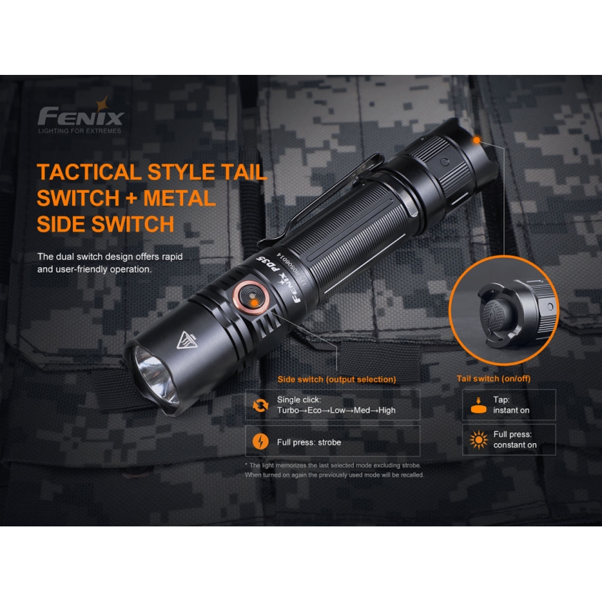 Fenix PD35V30 - LED nabíjacia baterka LED/USB/2xCR123A IP68 1700 lm 230 h 2600 mAh