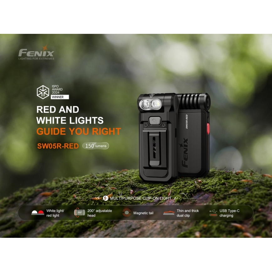 Fenix SW05RREDBLC - LED Stmievateľná nabíjacia baterka LED/USB IPX6 150 lm 49 h čierna
