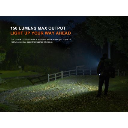 Fenix SW05RREDBLC - LED Stmievateľná nabíjacia baterka LED/USB IPX6 150 lm 49 h čierna
