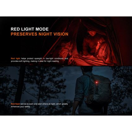 Fenix SW05RREDBLC - LED Stmievateľná nabíjacia baterka LED/USB IPX6 150 lm 49 h čierna