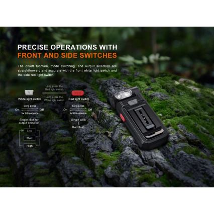 Fenix SW05RREDBLC - LED Stmievateľná nabíjacia baterka LED/USB IPX6 150 lm 49 h čierna