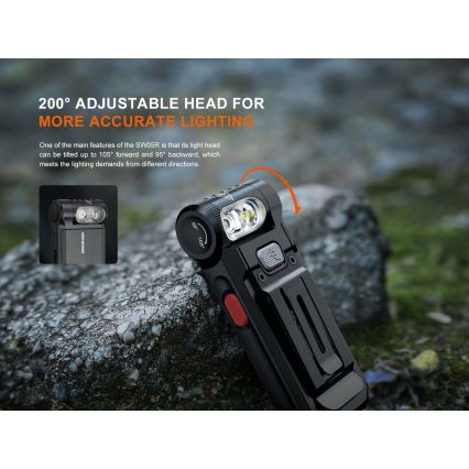 Fenix SW05RREDBLC - LED Stmievateľná nabíjacia baterka LED/USB IPX6 150 lm 49 h čierna