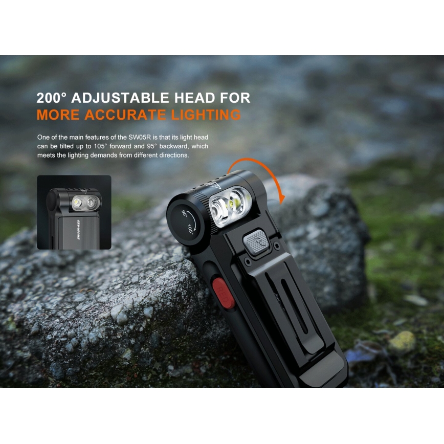 Fenix SW05RREDBLC - LED Stmievateľná nabíjacia baterka LED/USB IPX6 150 lm 49 h čierna