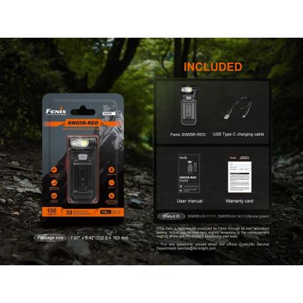Fenix SW05RREDBLC - LED Stmievateľná nabíjacia baterka LED/USB IPX6 150 lm 49 h čierna