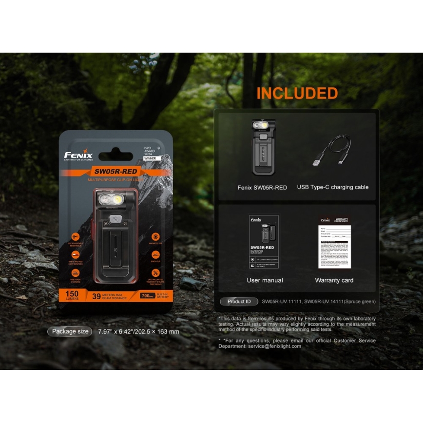 Fenix SW05RREDBLC - LED Stmievateľná nabíjacia baterka LED/USB IPX6 150 lm 49 h čierna