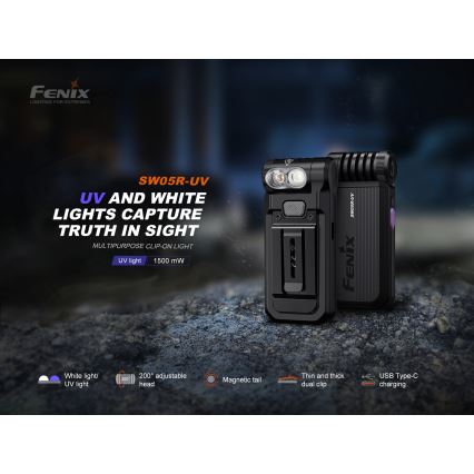 Fenix SW05RUVBLC - LED Stmievateľná nabíjacia baterka LED/USB IPX6 150 lm 49 h čierna