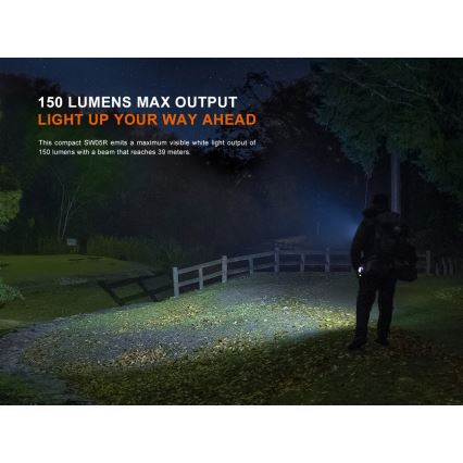 Fenix SW05RUVBLC - LED Stmievateľná nabíjacia baterka LED/USB IPX6 150 lm 49 h čierna