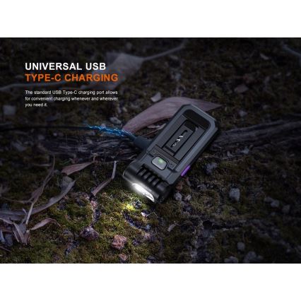 Fenix SW05RUVBLC - LED Stmievateľná nabíjacia baterka LED/USB IPX6 150 lm 49 h čierna